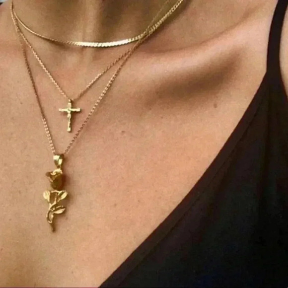 Gold Cross Layering Necklace - Picture 3 of 4